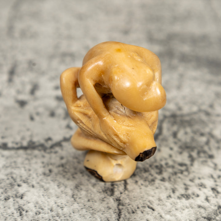 Vintage Natural White And Dyed Monkey Tagua Carving