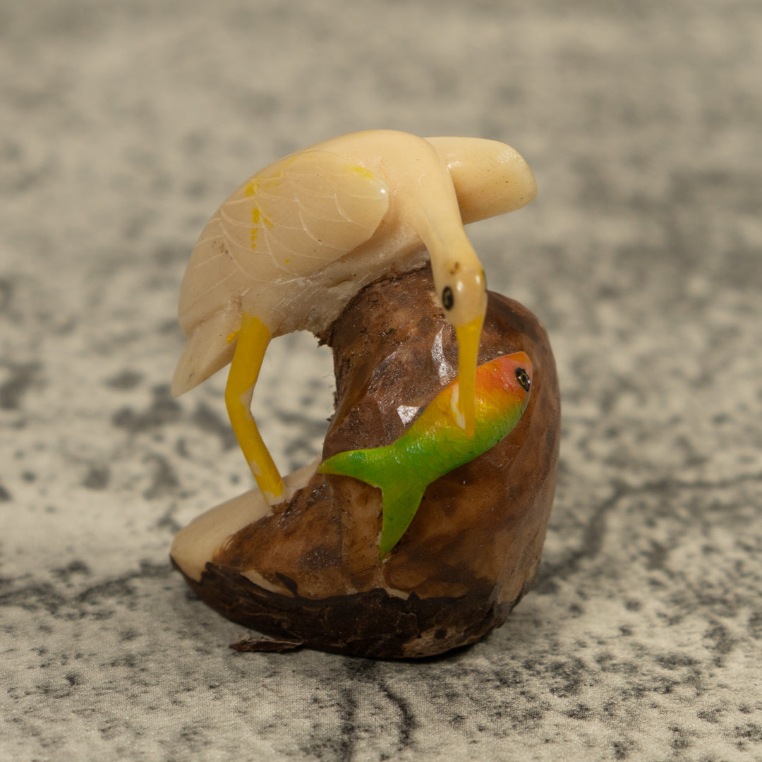 White Waterbird Tagua Carving