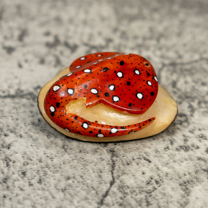 Orange Black And White Stingray Tagua Carving