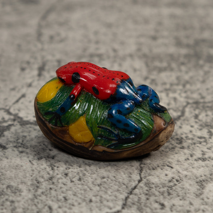 Red And Blue Poison Dart Frog Tagua Carving