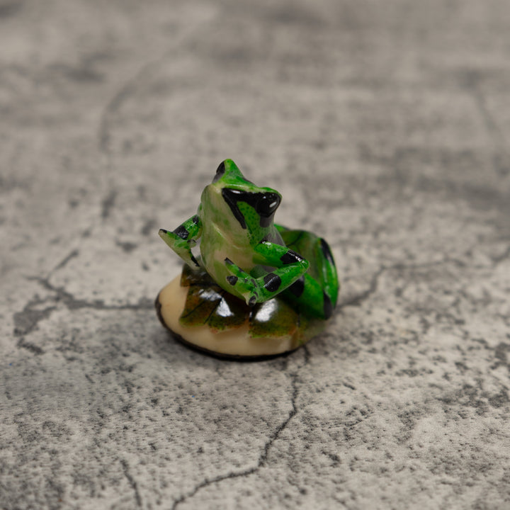 Green And Black Poison Dart Frog Tagua Carving