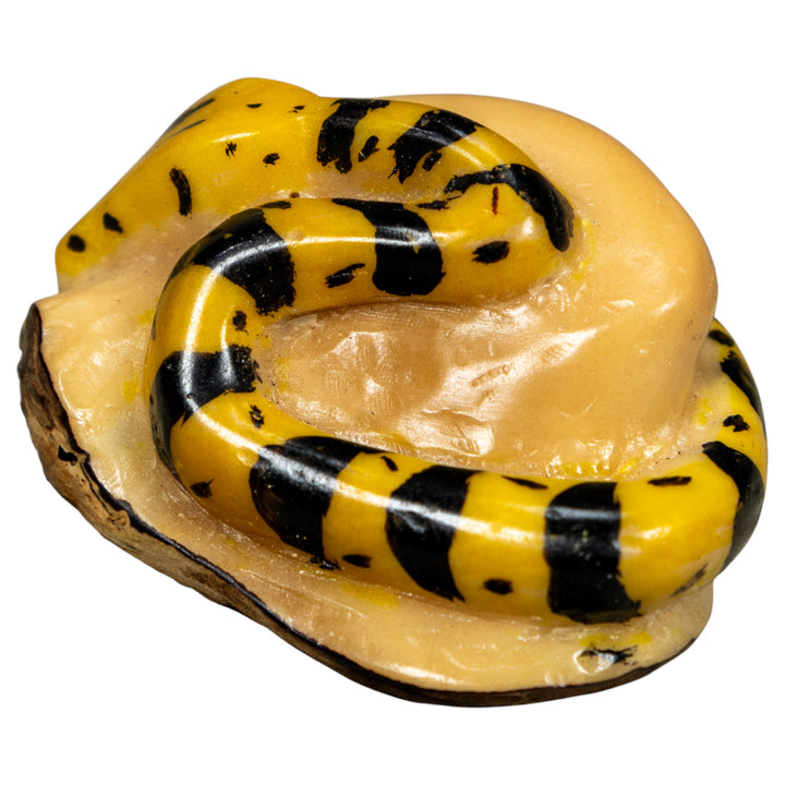 Vintage Black And Yellow Snake Tagua Carving