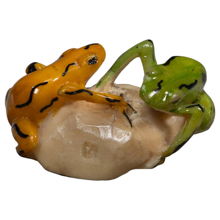 Gold And Green Double Poison Dart Frog Tagua Carving