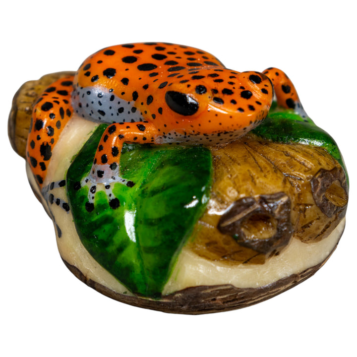 Black And Orange Poison Dart Frog Tagua Carving