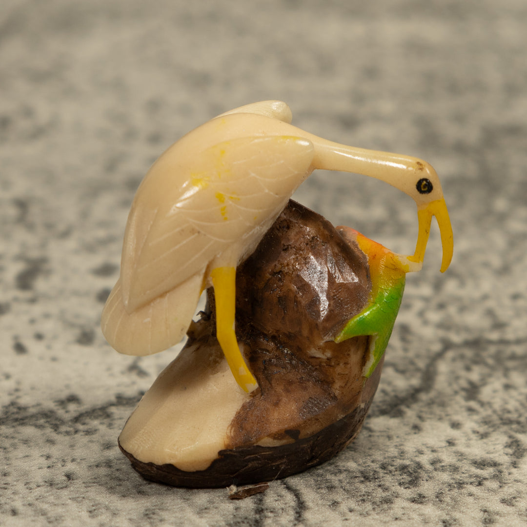 White Waterbird Tagua Carving