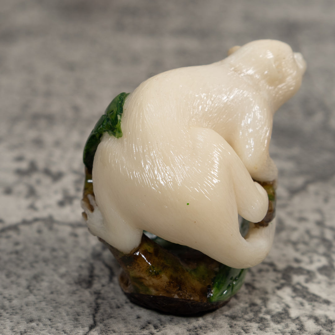 White Natural Monkey Tagua Carving