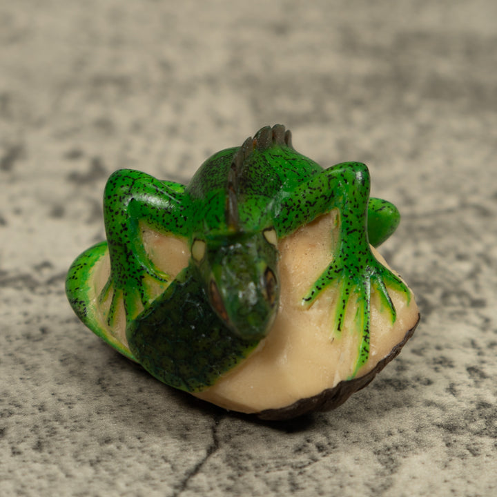 Vintage Iguana Lizard Reptile Tagua Carving