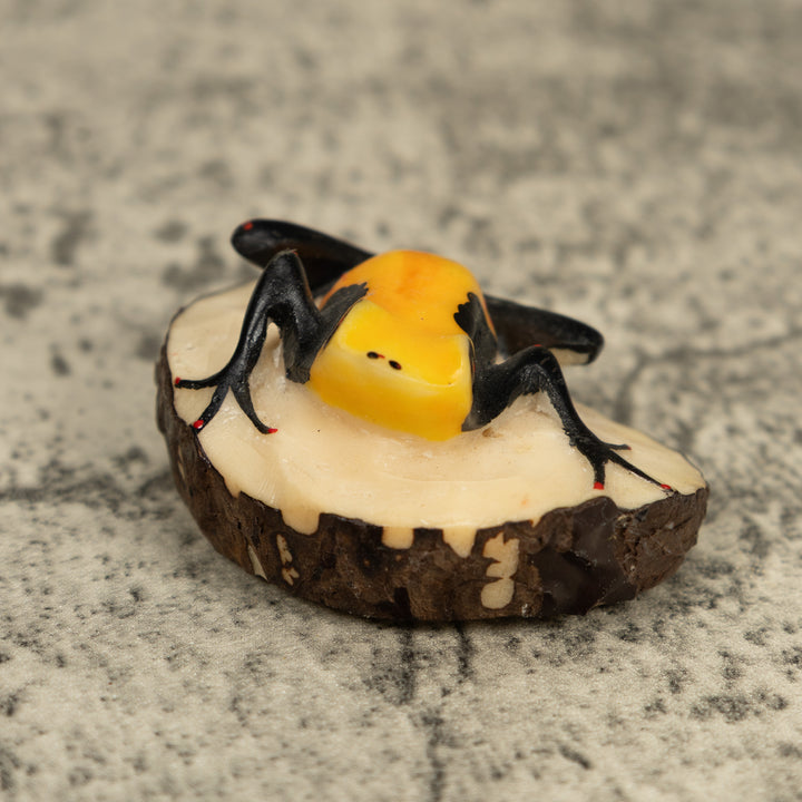 Vintage Black And Yellow Poison Dart Frog Frog Tagua Carving