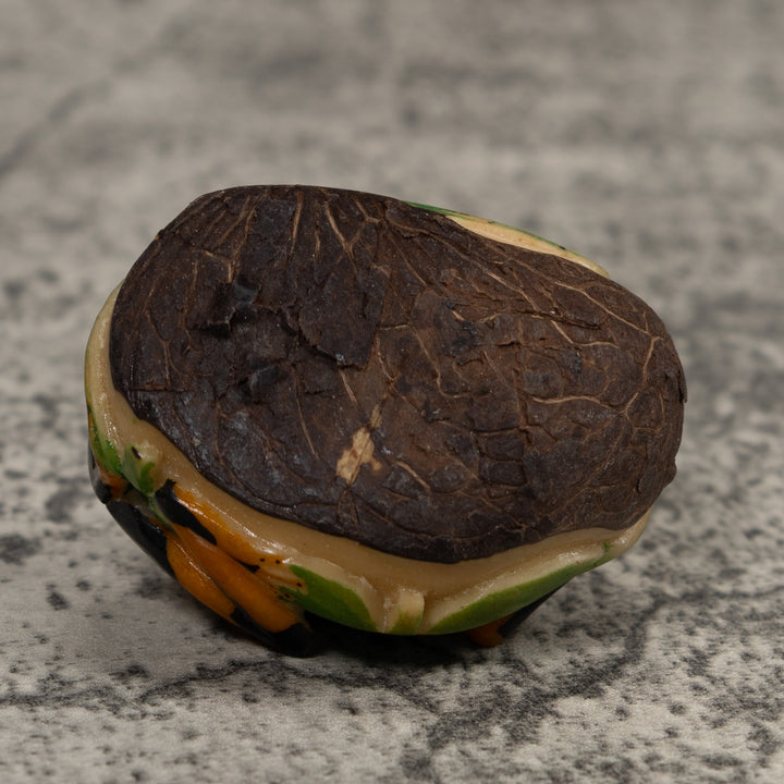 Gold Green And Black Frog Tagua Carving