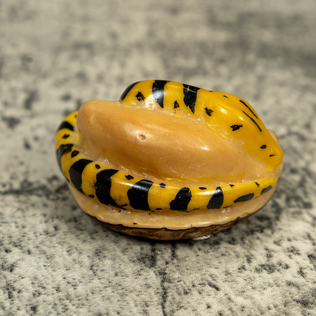 Vintage Black And Yellow Snake Tagua Carving
