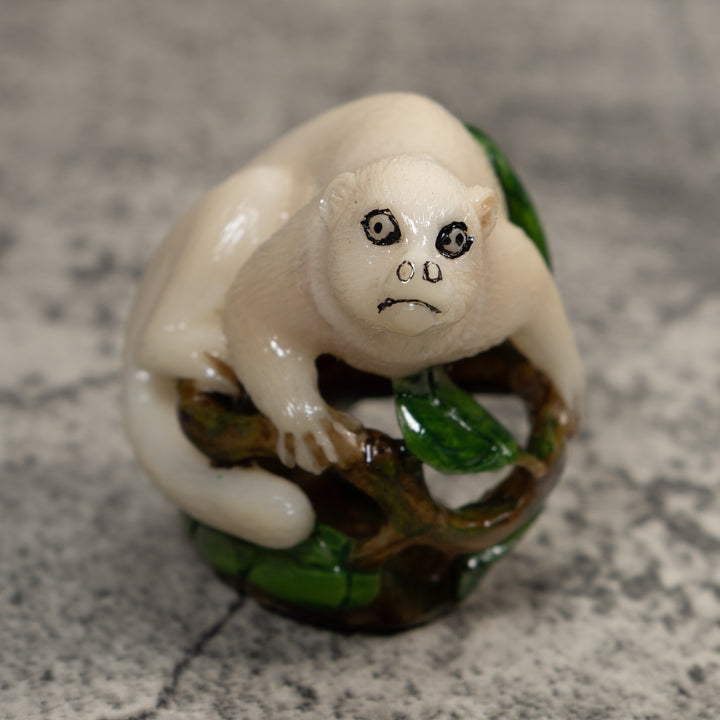 White Natural Monkey Tagua Carving