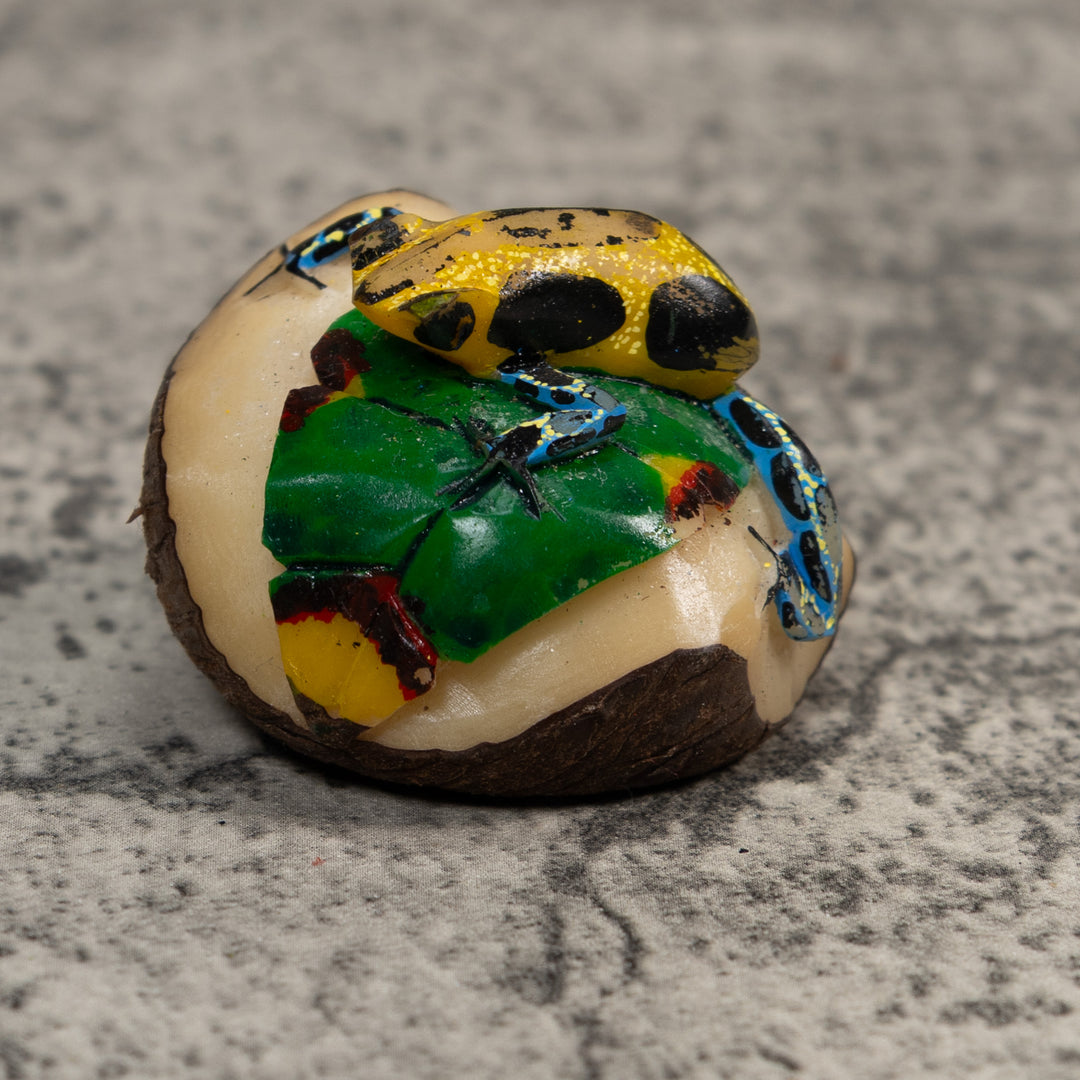 Blue Gold And Green Poison Dart Frog Tagua Carving