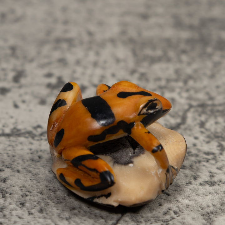 Vintage Black And Gold  Poison Dart Frog Tagua Carving