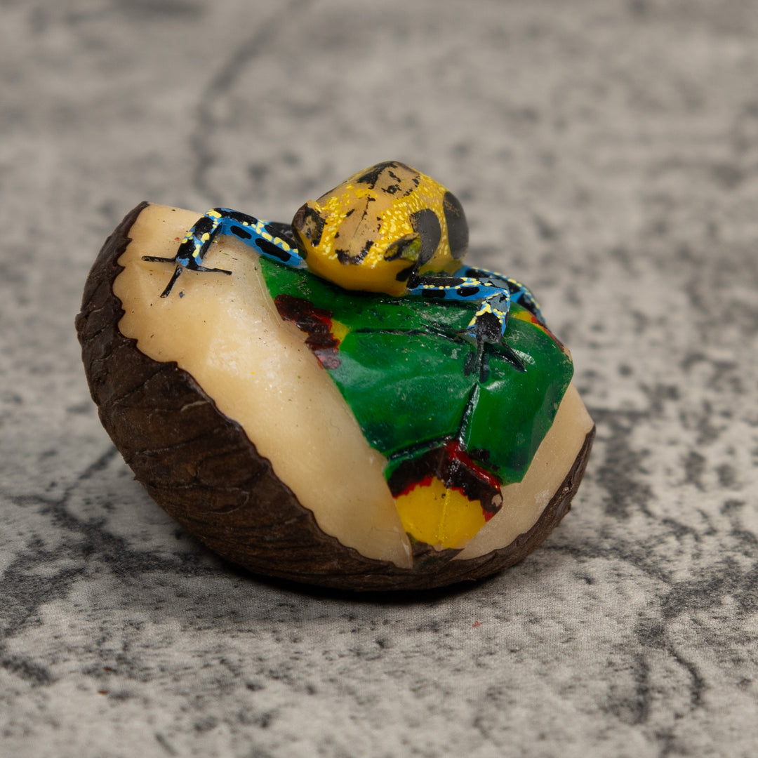 Blue Gold And Green Poison Dart Frog Tagua Carving