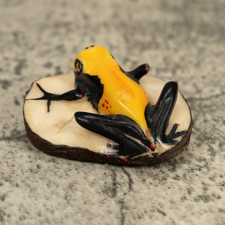 Vintage Black And Yellow Poison Dart Frog Frog Tagua Carving