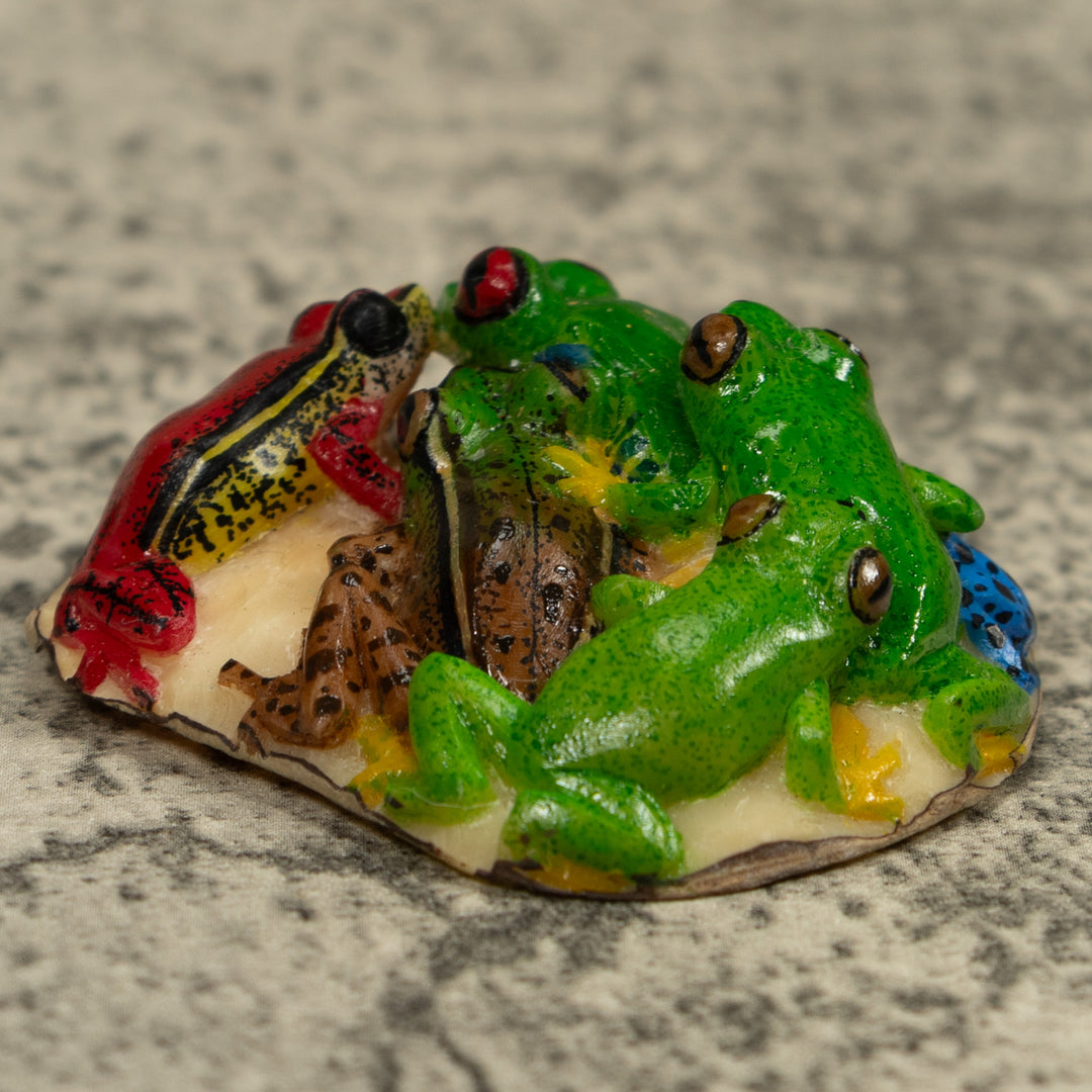 Five Poison Dart Frog Tagua Carving