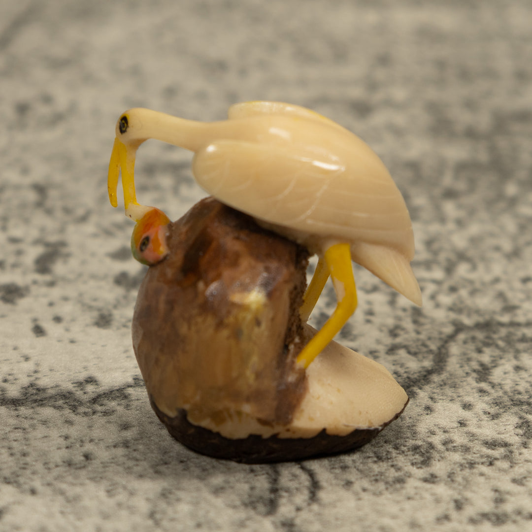 White Waterbird Tagua Carving