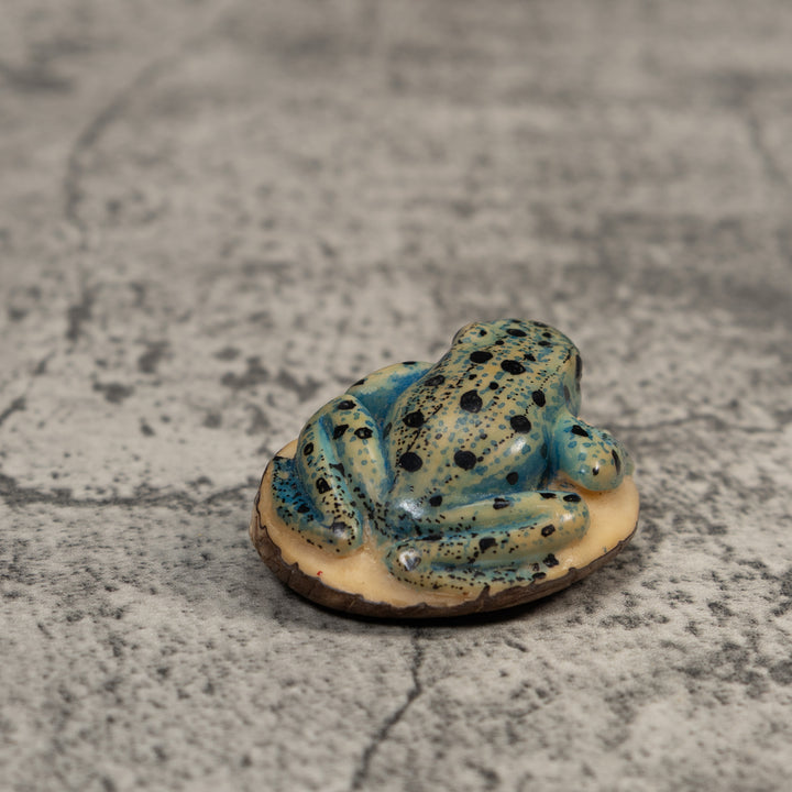 Vintage Black And Blue Frog Tagua Carving