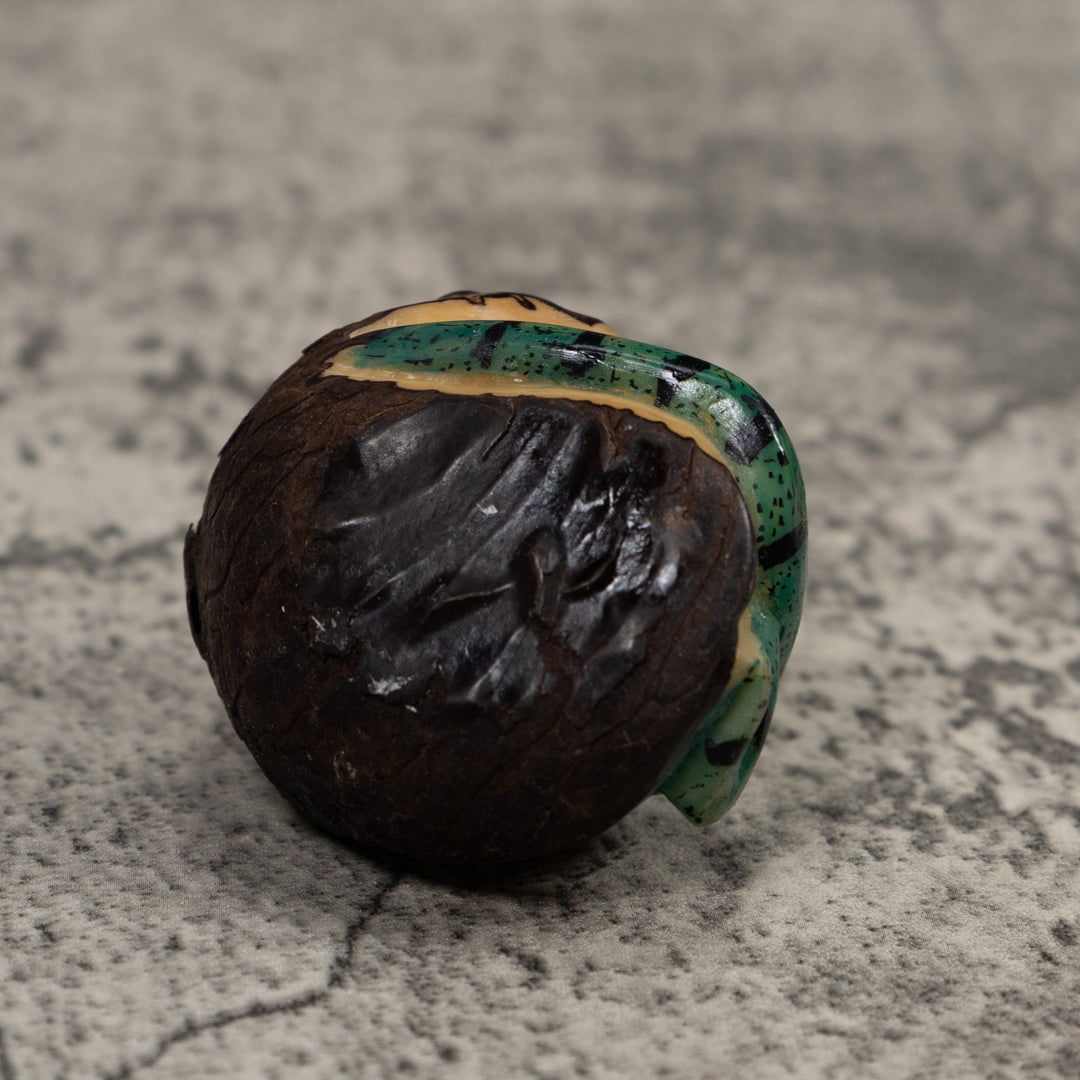 Vintage Black And Green Iguana Tagua Carving