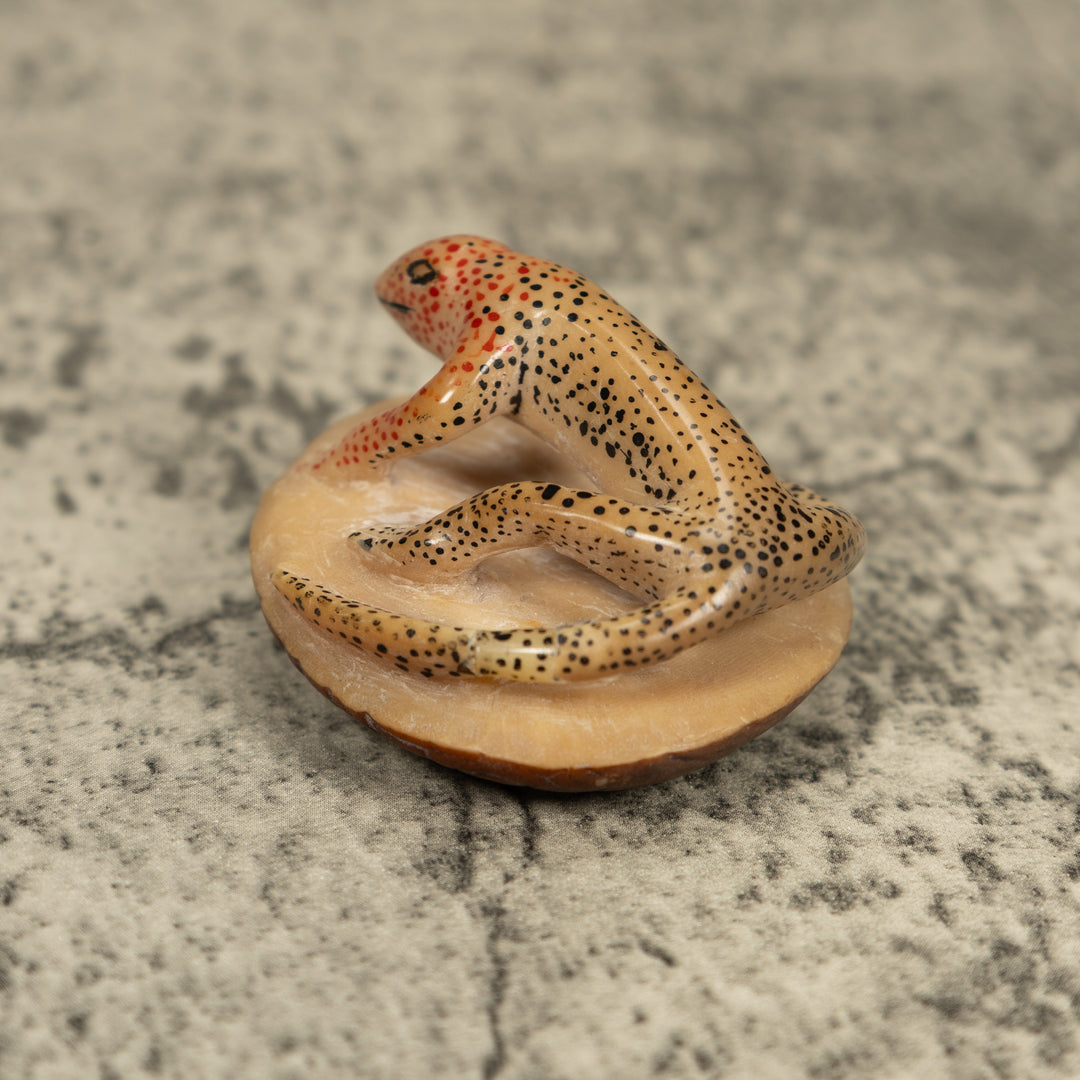Vintage Black And Red Gecko Lizard Tagua Carving