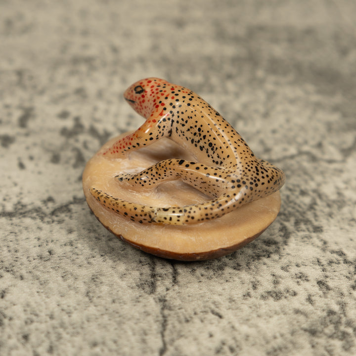 Vintage Black And Red Gecko Lizard Tagua Carving