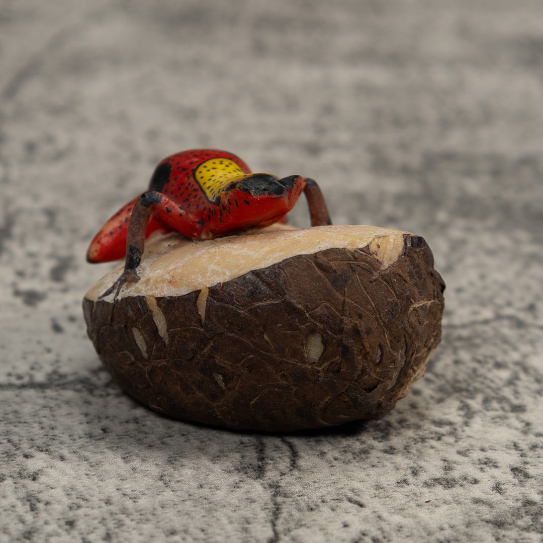 Vintage Red And Yellow Poison Dart Frog Tagua Carving