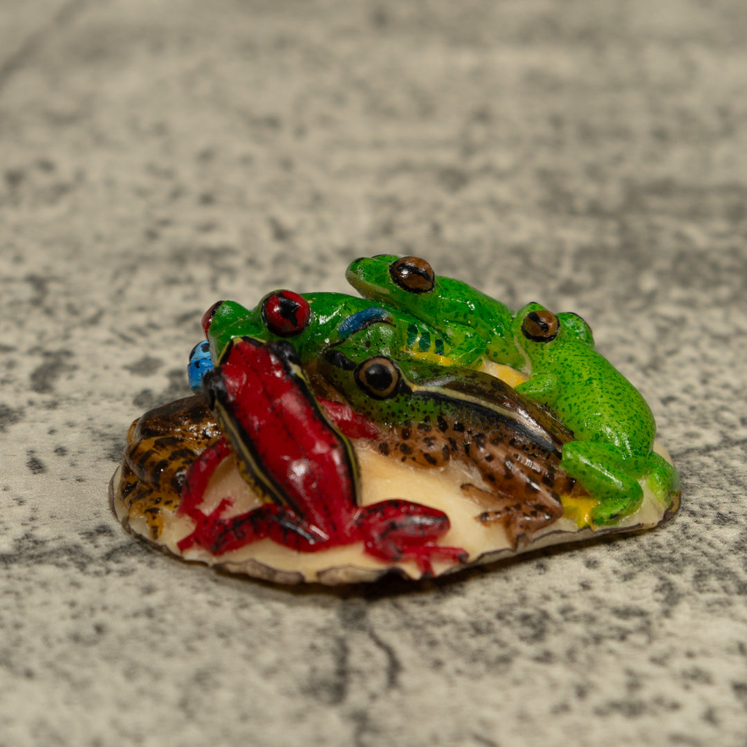 Five Poison Dart Frog Tagua Carving