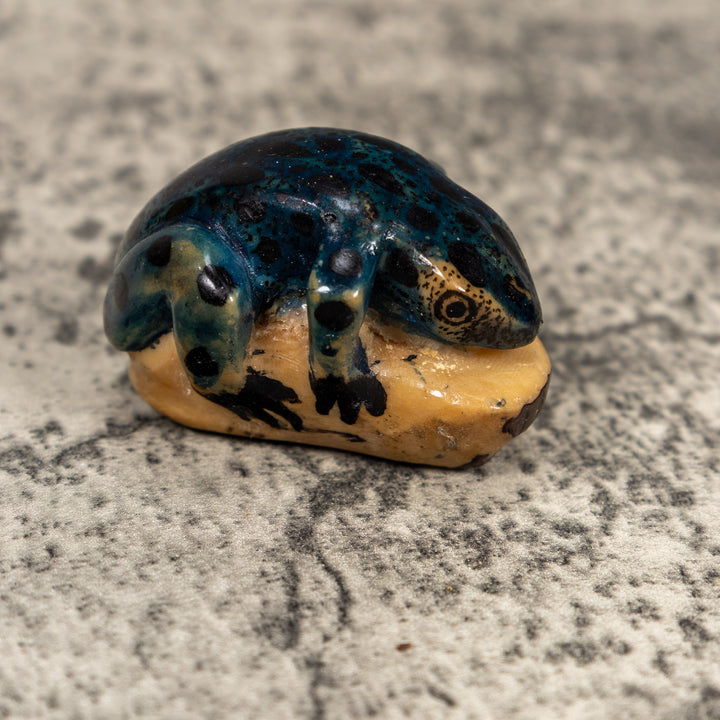 Vintage Blue Poison Dart Frog Tagua Carving