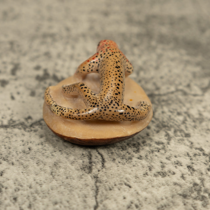 Vintage Black And Red Gecko Lizard Tagua Carving