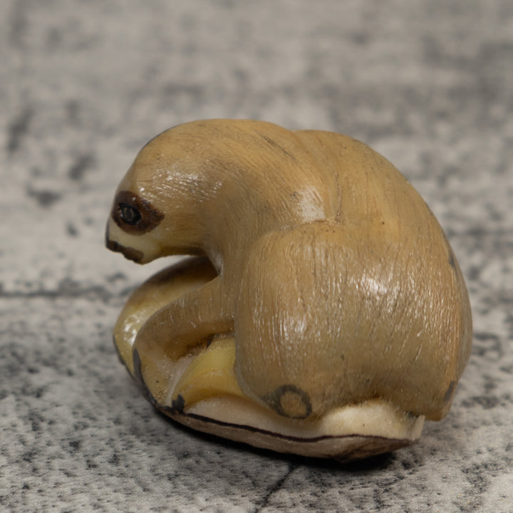 Brown Tan Sloth Tagua Carving