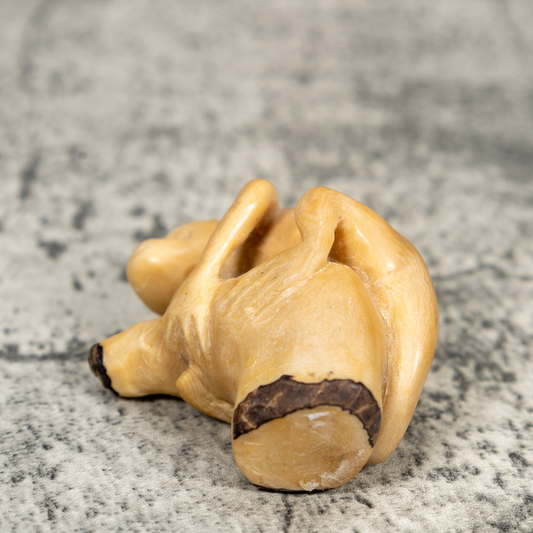 Vintage Natural White And Dyed Monkey Tagua Carving