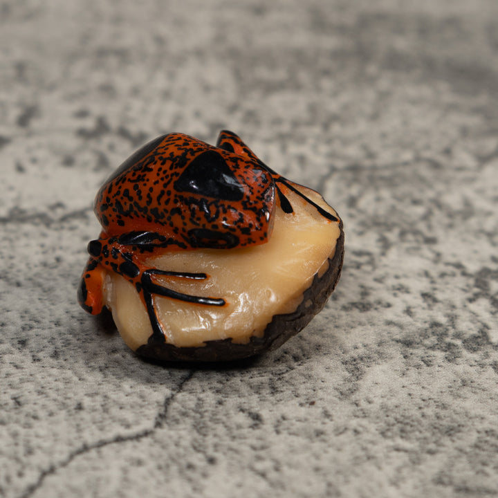 Vintage Black And Rose Gold Poison Dart Frog Tagua Carving