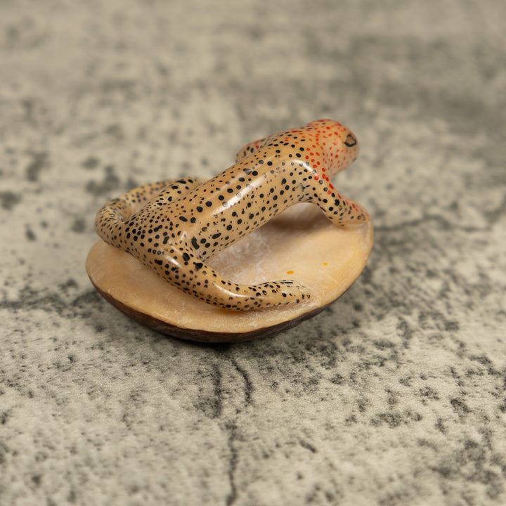Vintage Black And Red Gecko Lizard Tagua Carving