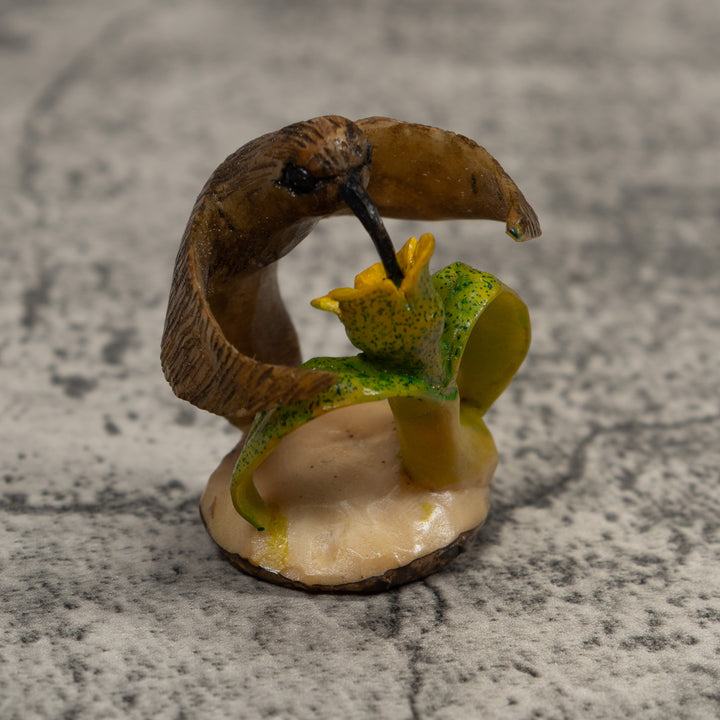Vintage Brown Yellow And Green Hummingbird Tagua Carving