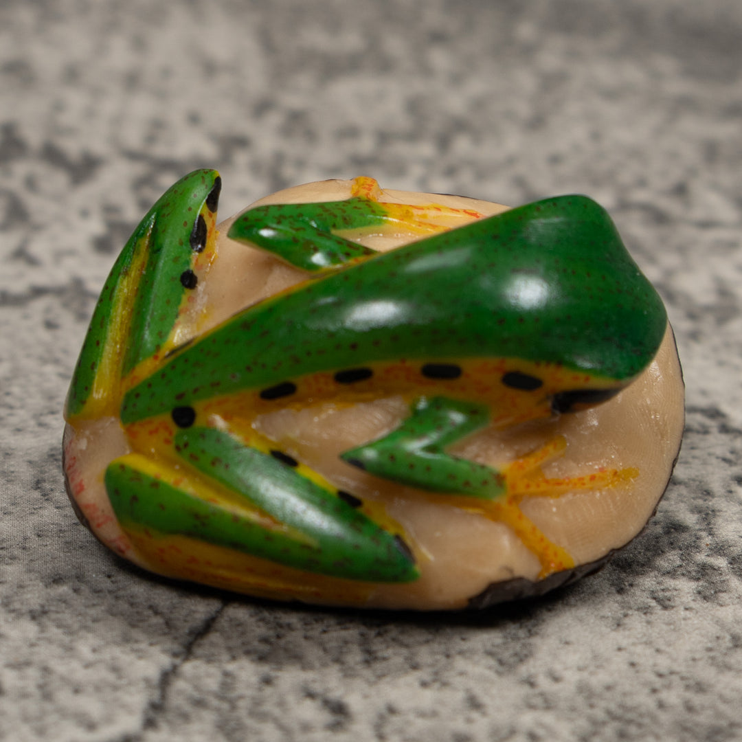 Vintage Green And Gold  Poison Dart Frog Tagua Carving