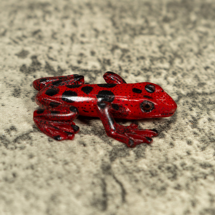 Free-Standing Red And Black Poison Dart Frog Tagua Carving