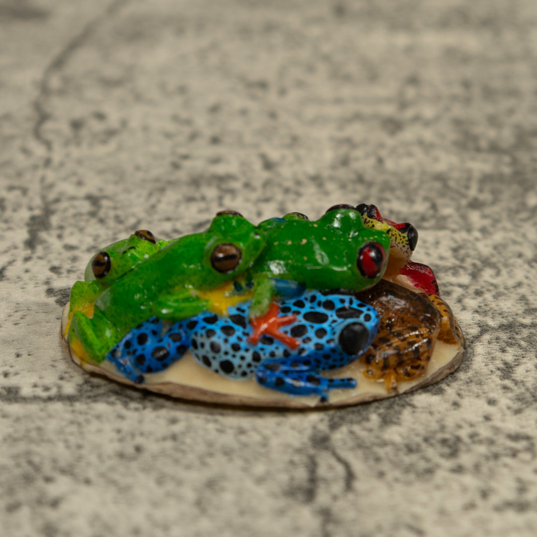 Five Poison Dart Frog Tagua Carving