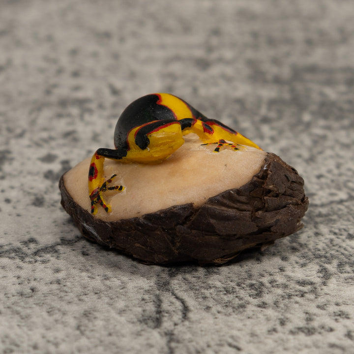 Gold Red And Black Frog Tagua Carving