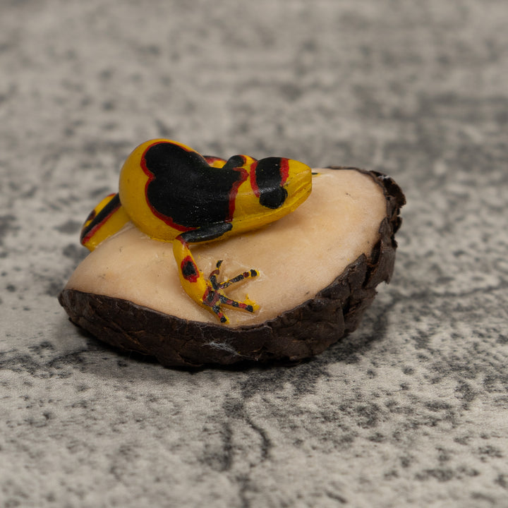 Gold Red And Black Frog Tagua Carving