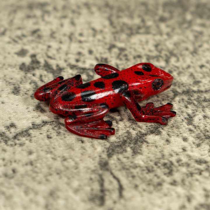 Free-Standing Red And Black Poison Dart Frog Tagua Carving