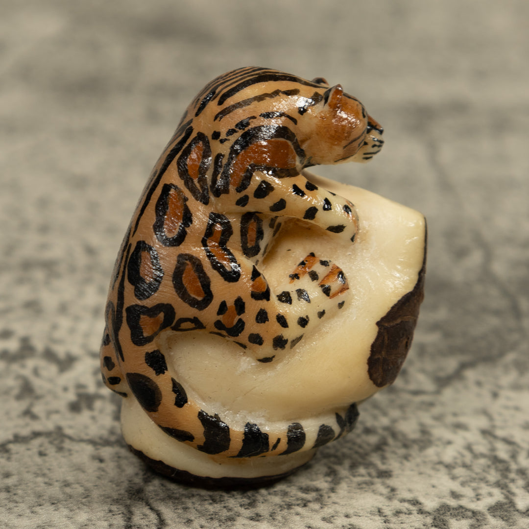 Jaguar Cat Tagua Carving
