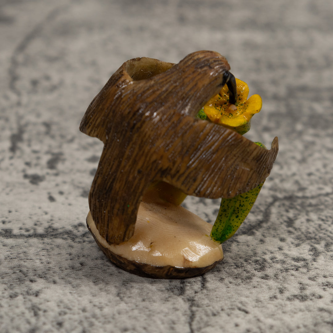 Vintage Brown Yellow And Green Hummingbird Tagua Carving