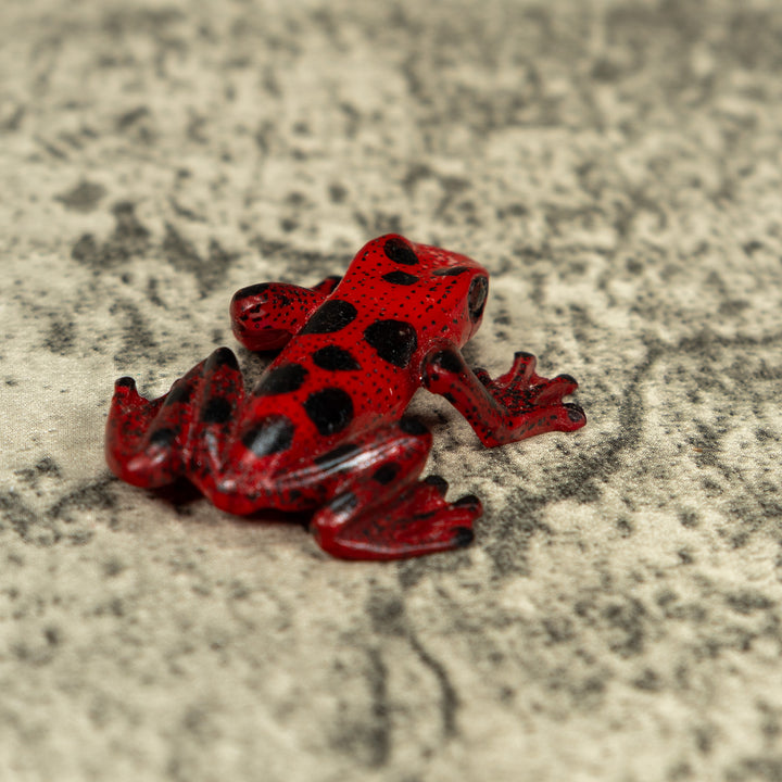Free-Standing Red And Black Poison Dart Frog Tagua Carving