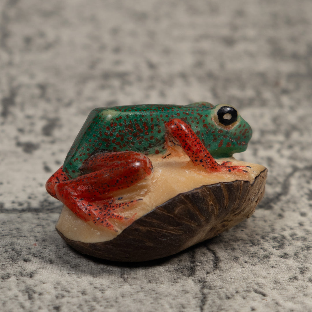 Red And Green Poison Dart Frog Tagua Carving