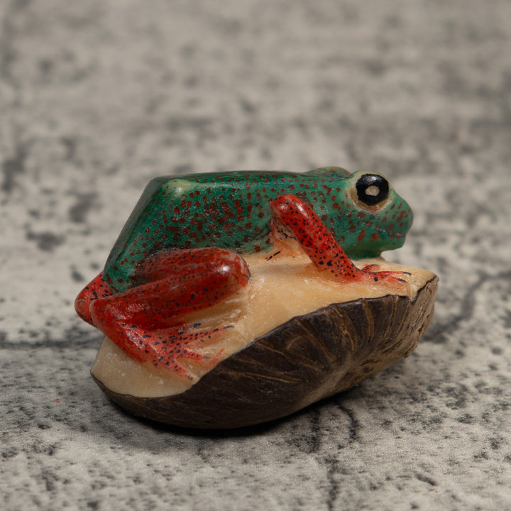 Red And Green Poison Dart Frog Tagua Carving