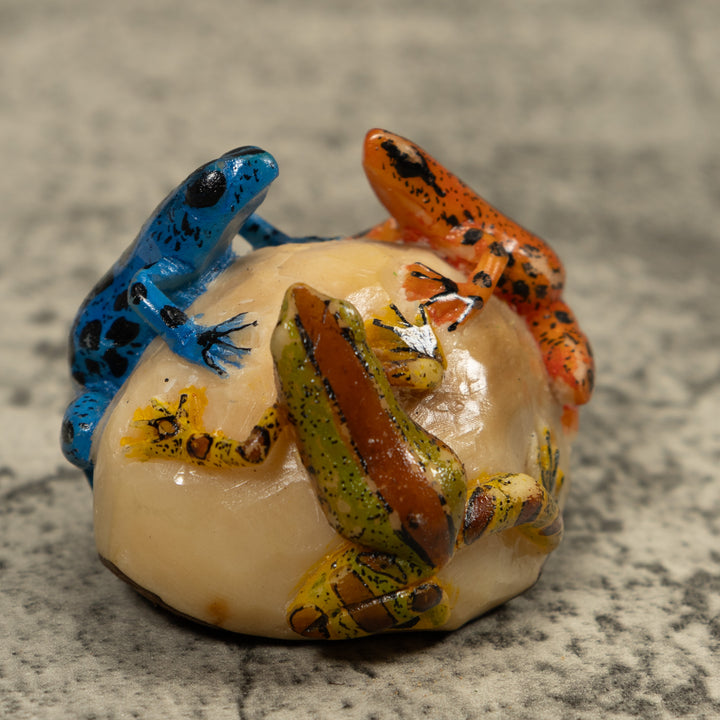 Triple Poison Dart Frog Tagua Carving