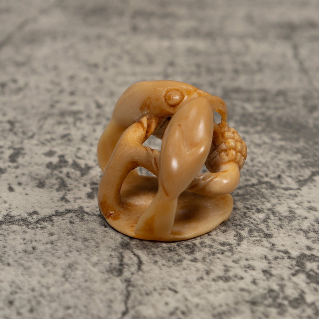 Vintage Natural Parrot Bird Tagua Carving