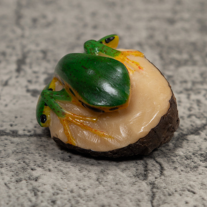 Vintage Green And Gold  Poison Dart Frog Tagua Carving