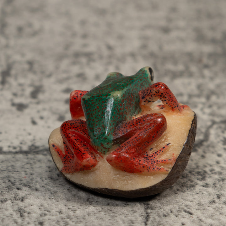 Red And Green Poison Dart Frog Tagua Carving