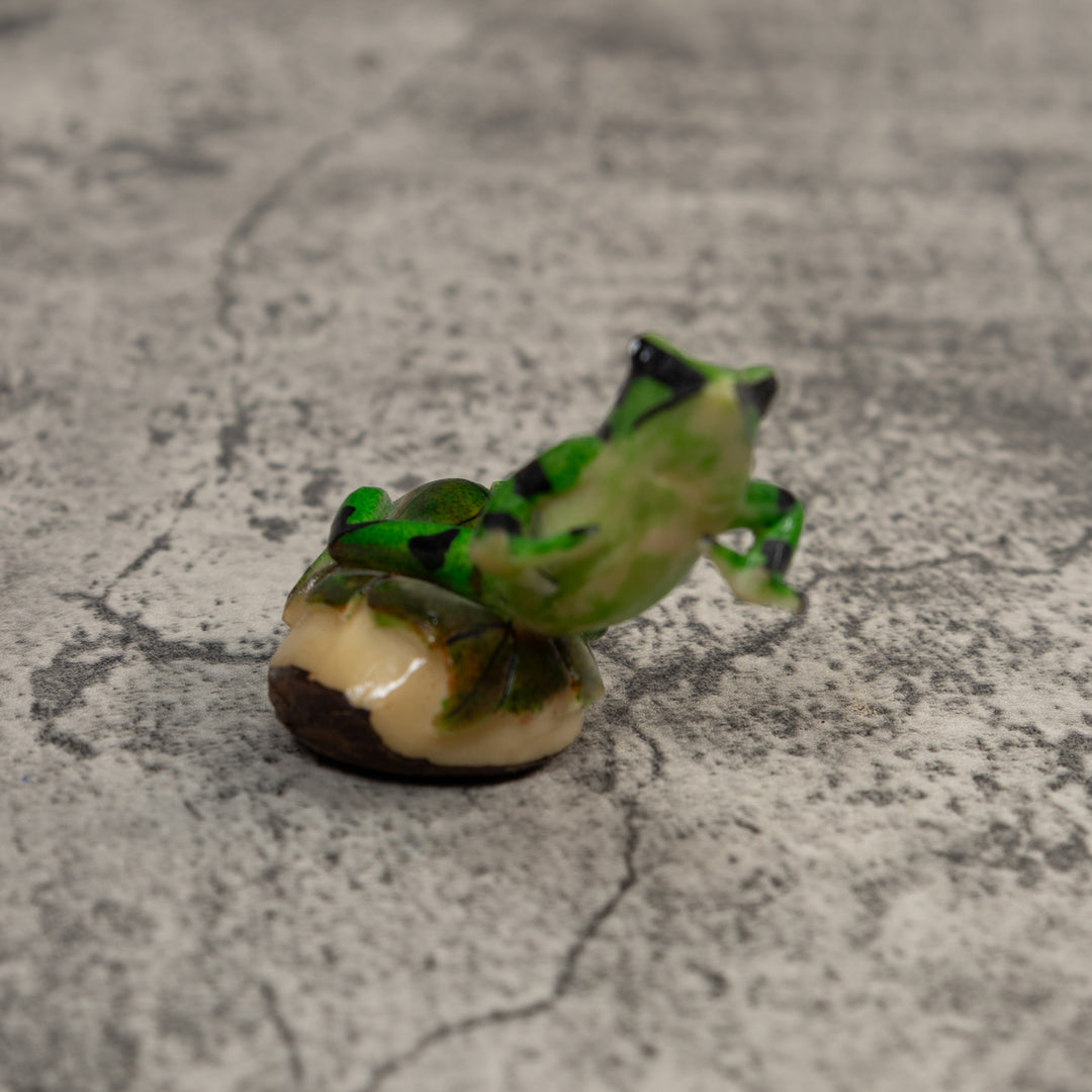 Green And Black Poison Dart Frog Tagua Carving